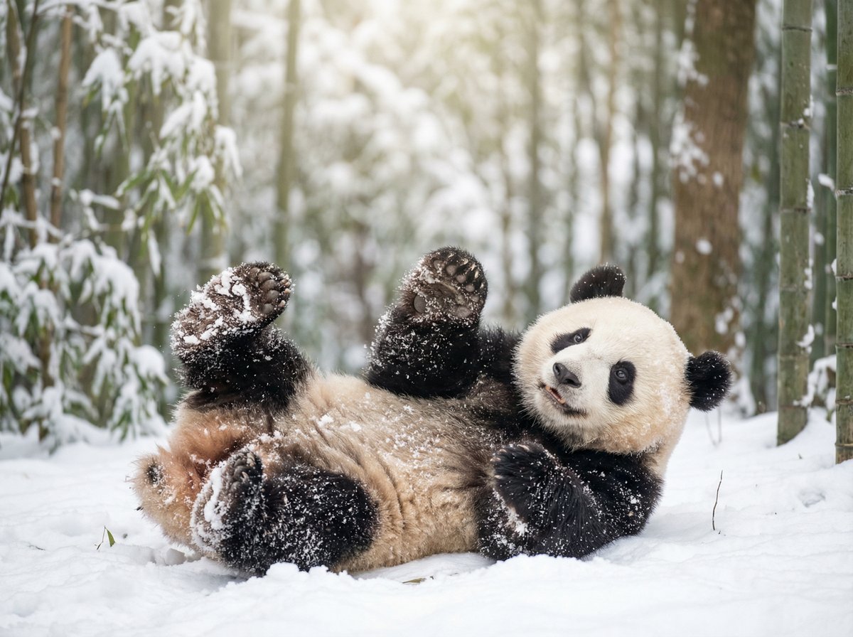 同人动漫熊猫宝宝雪地嬉戏视频